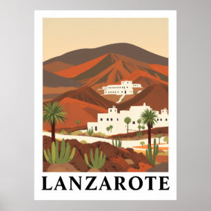 Lanzarote Spanien Vintage Reise Wüsten-Kunstprint Poster