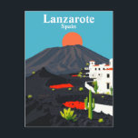 Lanzarote, Spanien Vintage Travel Postkarte<br><div class="desc">Entdecken Sie die beeindruckende vulkanische Landschaft und die sonnendurchfluteten Strände Lanzarotes mit dieser Vintagen Postkarte mit ihrem einzigartigen Terrain, den lebendigen Küstenstädten und dem faszinierenden Timanfaya Nationalpark. Lanzarote ist bekannt für seine zerklüftete Schönheit, das kristallklare Wasser und die ganzjährig geöffnete Sonne. Lanzarote ist ein Paradies für Naturliebhaber und Strandurlauber gleichermaßen....</div>