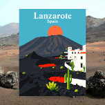 Lanzarote, Spanien Vintage Travel Postkarte<br><div class="desc">Entdecken Sie die beeindruckende vulkanische Landschaft und die sonnendurchfluteten Strände Lanzarotes mit dieser Vintagen Postkarte mit ihrem einzigartigen Terrain, den lebendigen Küstenstädten und dem faszinierenden Timanfaya Nationalpark. Lanzarote ist bekannt für seine zerklüftete Schönheit, das kristallklare Wasser und die ganzjährig geöffnete Sonne. Lanzarote ist ein Paradies für Naturliebhaber und Strandurlauber gleichermaßen....</div>