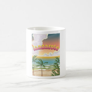Lanzarote-Strand-Reiseplakat Kaffeetasse
