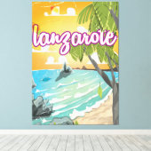 Lanzarote Vintage Reiseplakat Cartoon Leinwanddruck (Insitu (Holzboden))