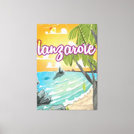 Lanzarote Vintage Reiseplakat Cartoon Leinwanddruck (Vorderseite)