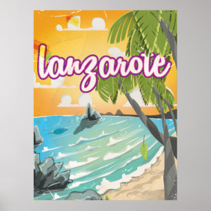 Lanzarote Vintage Reiseplakat Cartoon Poster