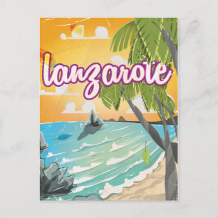 Lanzarote Vintage-Reiseposter Cartoon Postkarte