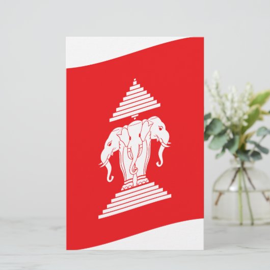 Lao Erawan Three Headed Elephant Flag Wave Briefpapier (Stehend Vorderseite)