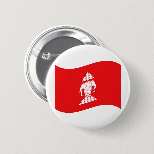 Lao Erawan Three Headed Elephant Flag Wave Button (Vorne & Hinten)