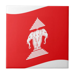 Lao Erawan Three Headed Elephant Flag Wave Fliese