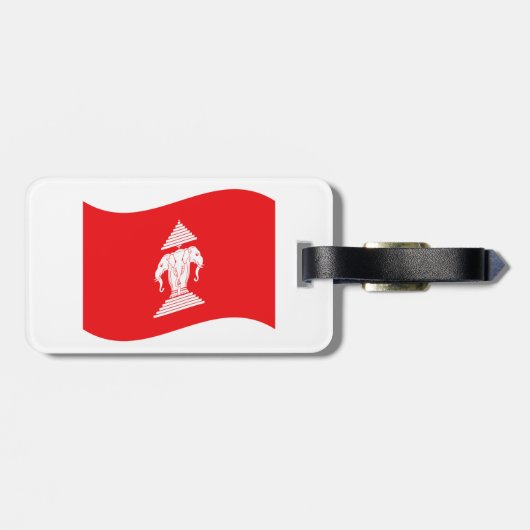 Lao Erawan Three Headed Elephant Flag Wave Gepäckanhänger (Rückseite horizontal)