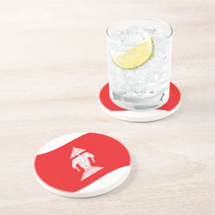 Lao Erawan Three Headed Elephant Flag Wave Getränkeuntersetzer