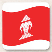 Lao Erawan Three Headed Elephant Flag Wave Getränkeuntersetzer (Vorderseite)