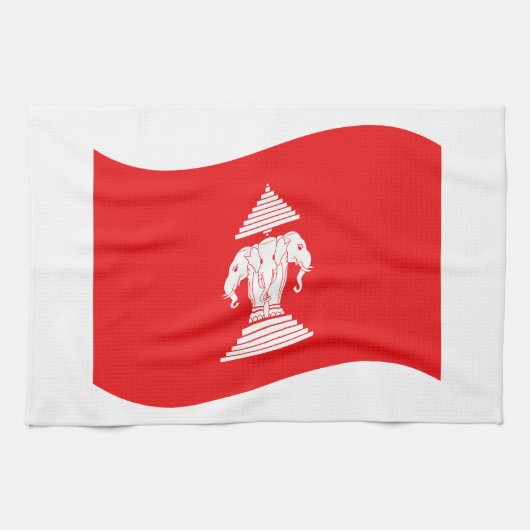Lao Erawan Three Headed Elephant Flag Wave Küchentuch (Horizontal)