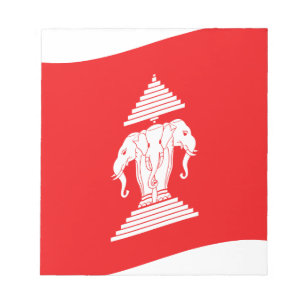 Lao Erawan Three Headed Elephant Flag Wave Notizblock