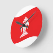 Lao Erawan Three Headed Elephant Flag Wave Runde Wanduhr (Winkel)