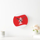 Lao Erawan Three Headed Elephant Flag Wave Runde Wanduhr (Zuhause)