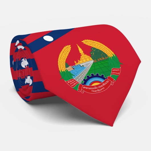 Lao Flag & Emblem, Flagge von Laos Krawatte (Gerollt)