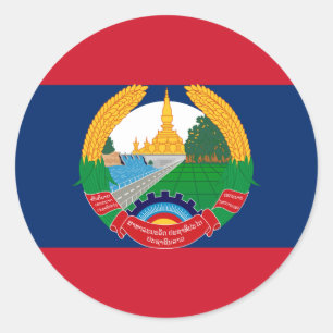 Lao Flag & Emblem, Flagge von Laos Runder Aufkleber