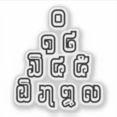 Lao / Laos Numbers Pyramid Laotian Sprachskript Aufkleber (Vorderseite)