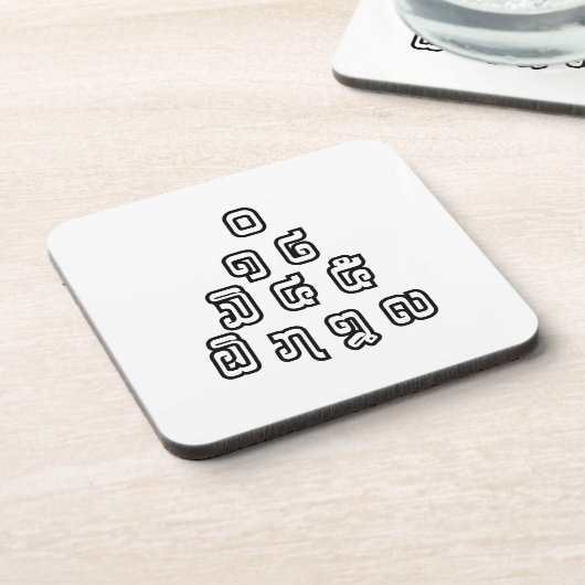 Lao / Laos Numbers Pyramid Laotian Sprachskript Getränkeuntersetzer (Linke Seite)