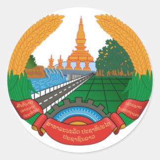 LAO NATIONAL EMBLEM - LAO-ABZEICHEN RUNDER AUFKLEBER