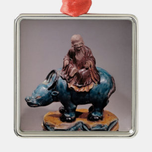 Lao-Tzu auf seinem Büffel, Qing-Dynastie Silbernes Ornament