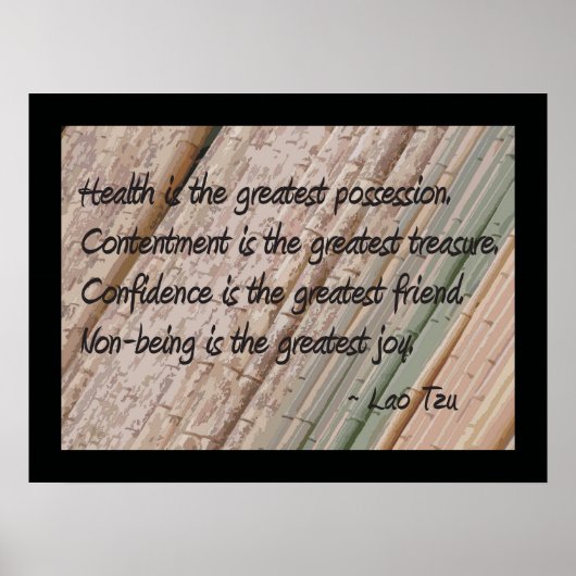 Lao Tzu Health Sprichwort Poster (Vorne)