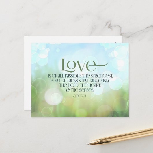 Lao Tzu Inspiration Zitat "Liebe" Postkarte (Vorderseite/Rückseite Beispiel)