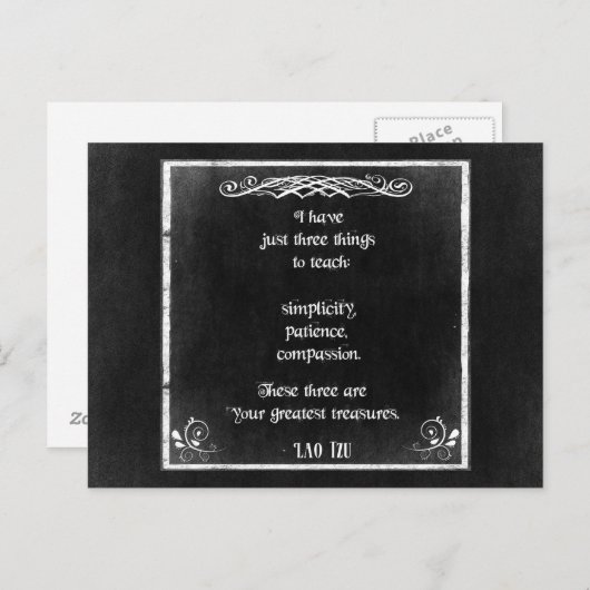 Lao Tzu Inspiration Zitat zu einem Chalkboard-Desi Postkarte (Vorne/Hinten)