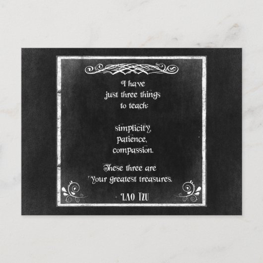 Lao Tzu Inspiration Zitat zu einem Chalkboard-Desi Postkarte (Vorderseite)