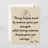 Lao Tzu Liebe Zitat Postkarte (Vorne/Hinten)