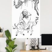 Lao Tzu Ming-Dynastie chinesische Malerei Poster (Heimbüro)