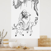 Lao Tzu Ming-Dynastie chinesische Malerei Poster (Küche)