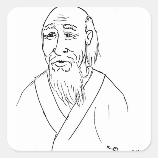 Lao Tzu Quadratischer Aufkleber (Vorderseite)