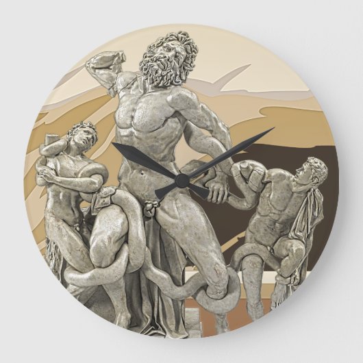 Laocoon und seine Söhne Antike Skulptur Große Wanduhr (Vorderseite)
