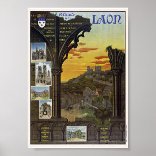 Laon Frankreich Vintage-Reiseposter 1912 Poster