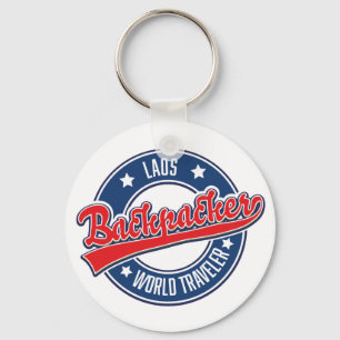 Laos Backpacker World Traveller Logo Schlüsselanhänger