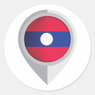 Laos Button Location Flag Runder Aufkleber