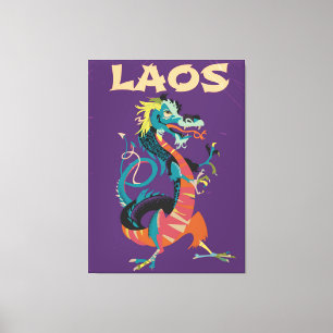 Laos-Drache im Vintage-Stil Reiseplakat Leinwanddruck