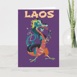 Laos Dragon Vintages Reiseplakat Feiertagskarte
