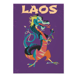 Laos Dragon Vintages Reiseplakat Fotodruck