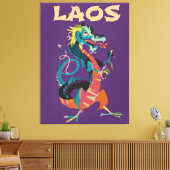 Laos Dragon Vintages Reiseplakat Leinwanddruck (Insitu (Wohnzimmer))