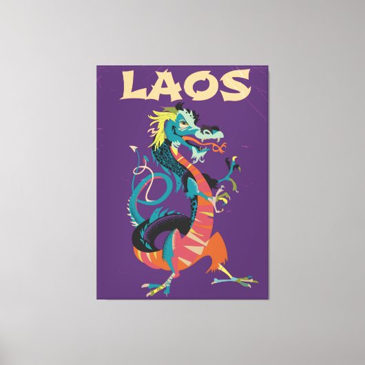 Laos Dragon Vintages Reiseplakat Leinwanddruck (Vorderseite)