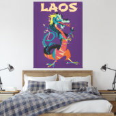 Laos Dragon Vintages Reiseplakat Leinwanddruck (Insitu (Schlafzimmer))