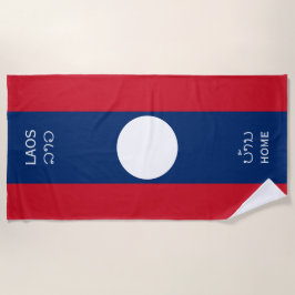 Laos Flag and Text, Home Strandtuch