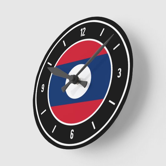 Laos Flag Elegant Runde Wanduhr (Winkel)