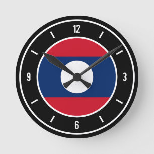 Laos Flag Elegant Runde Wanduhr