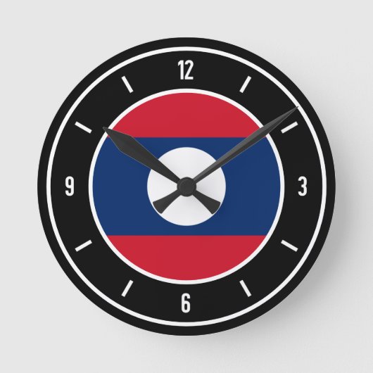 Laos Flag Elegant Runde Wanduhr (Vorderseite)