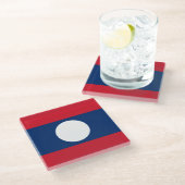 Laos Flag Glasuntersetzer (Schrägansicht)