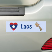 Laos Flag Herz + Karte Autoaufkleber (Auf Auto)