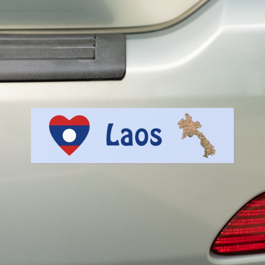 Laos Flag Herz + Karte Autoaufkleber (Auf Auto)