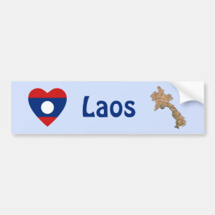 Laos Flag Herz + Karte Autoaufkleber